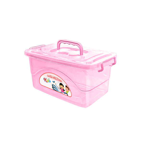 Caixa Infantil Multiuso Translúcida Rosa 4,2L