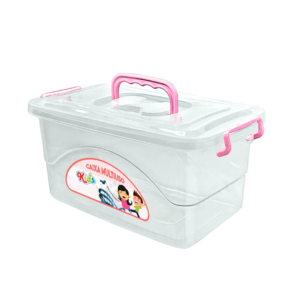 Caixa Infantil Multiuso Transparente Rosa 4,2L