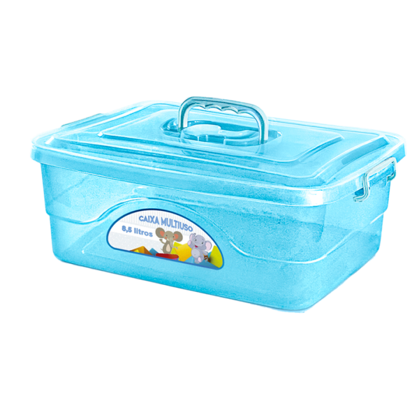 Caixa Infantil Multiuso Translúcida Azul 8,5L