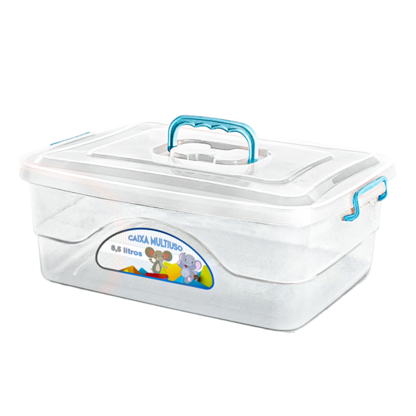 Caixa Infantil Multiuso Transparente Azul 8,5L