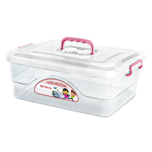 Caixa Infantil Multiuso Transparente Rosa 8,5L