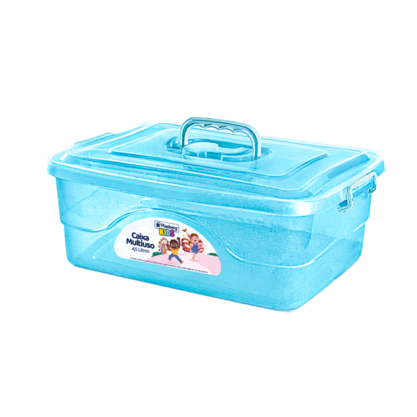 Caixa Infantil Multiuso Transparente Azul 4,2L