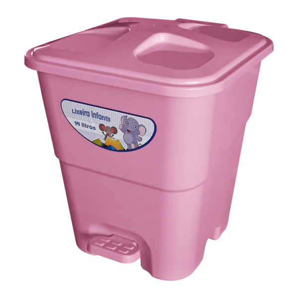 Lixeira Infantil Rosa com Pedal