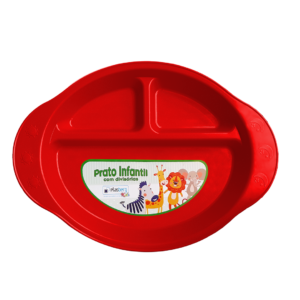 Prato Infantil Vermelho com Divisórias