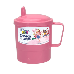 Caneca Infantil Rosa com tampa