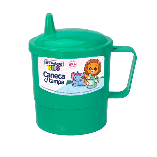 Caneca Infantil Verde com tampa