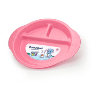 Prato Infantil Rosa Bebê com Divisórias